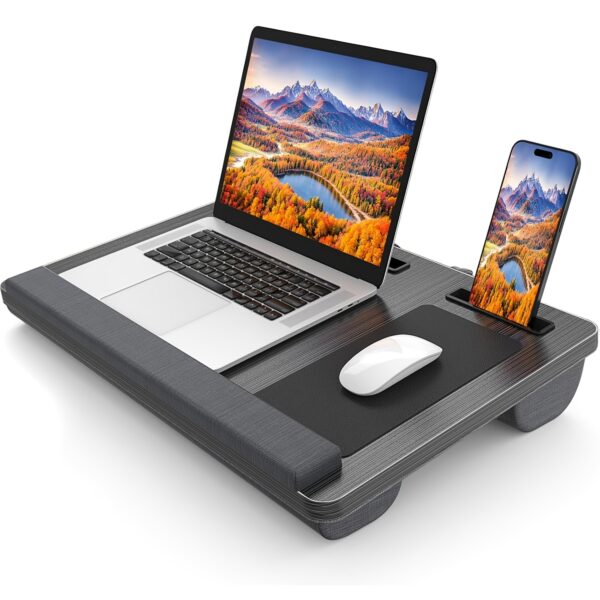 Laptop Desk, Portable Large Lap Desks for Adults for Bed, Up to Lap Pillow with Wrist Rest, Mouse Pad, Tablet Phone Slot, Portable Handle, Lap Desk for Laptop with Cushion﻿, Desk & Drawer Organizer for Home Storage