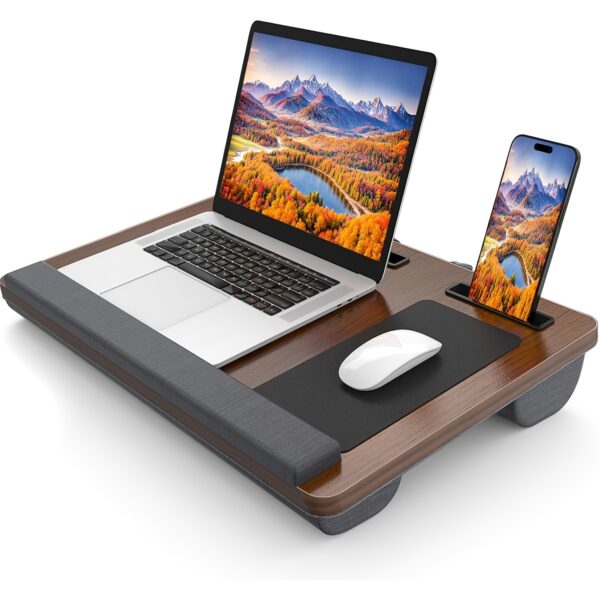 Laptop Desk, Portable Large Lap Desks for Adults for Bed, Up to Lap Pillow with Wrist Rest, Mouse Pad, Tablet Phone Slot, Portable Handle, Lap Desk for Laptop with Cushion﻿, Desk & Drawer Organizer for Home Storage - Image 4