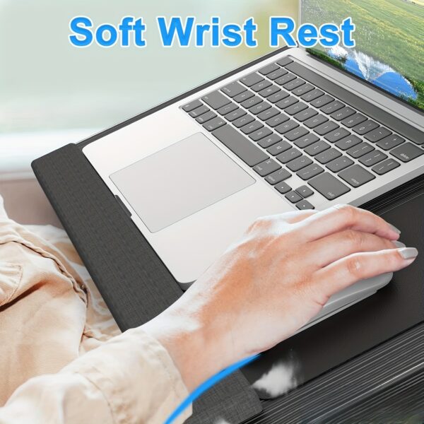 Laptop Desk, Portable Large Lap Desks for Adults for Bed, Up to Lap Pillow with Wrist Rest, Mouse Pad, Tablet Phone Slot, Portable Handle, Lap Desk for Laptop with Cushion﻿, Desk & Drawer Organizer for Home Storage - Image 3