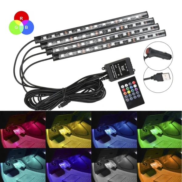 12V DIY Car Interior Ambient Mood Lights LED Strips RGB Lamps 24-48 Beads Door Foot Decorative Automotive Accessories Cartronics - Image 17