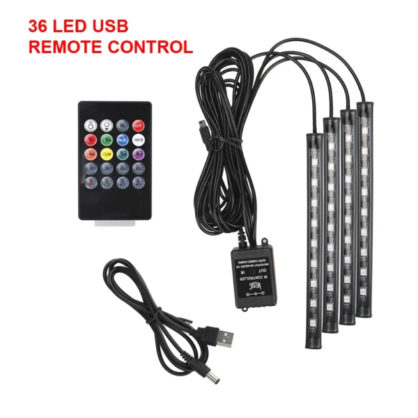 12V DIY Car Interior Ambient Mood Lights LED Strips RGB Lamps 24-48 Beads Door Foot Decorative Automotive Accessories Cartronics - Image 10