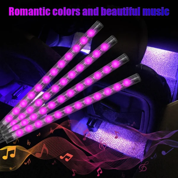 12V DIY Car Interior Ambient Mood Lights LED Strips RGB Lamps 24-48 Beads Door Foot Decorative Automotive Accessories Cartronics - Image 2