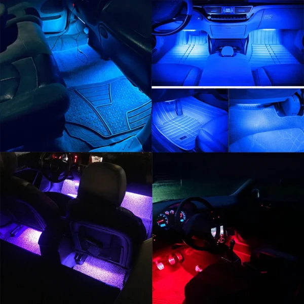 12V DIY Car Interior Ambient Mood Lights LED Strips RGB Lamps 24-48 Beads Door Foot Decorative Automotive Accessories Cartronics - Image 3