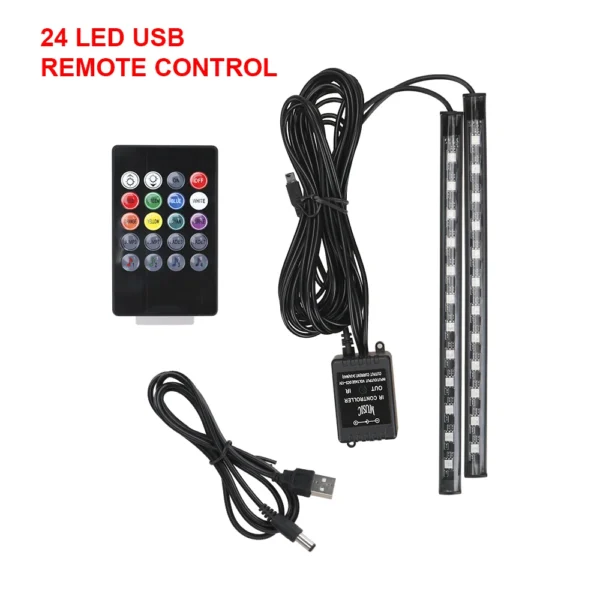 12V DIY Car Interior Ambient Mood Lights LED Strips RGB Lamps 24-48 Beads Door Foot Decorative Automotive Accessories Cartronics - Image 12