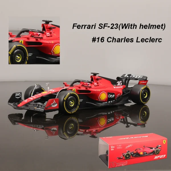 Bburago 1:24 2023 F1 Ferrari SF 23 Reacing F1 Car Diecast Model Edition Alloy Luxury Vehicle Toys Car Collection Ornaments Gift - Image 4