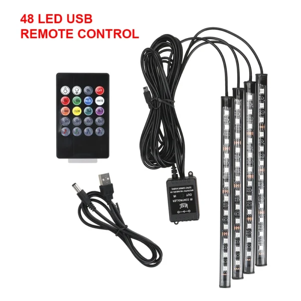 12V DIY Car Interior Ambient Mood Lights LED Strips RGB Lamps 24-48 Beads Door Foot Decorative Automotive Accessories Cartronics - Image 8