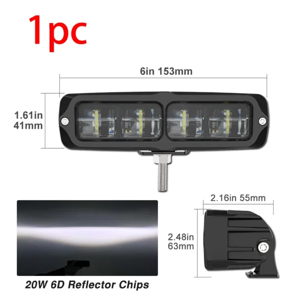 1pc 6inch 12V 24V LED Light Bar Off Road Spotlight White Yellow LED Driving Fog Light for Cars Truck 4x4 Boat Lada Atv Work Lamp - Image 7